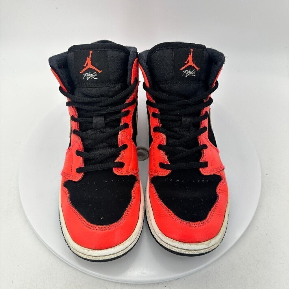 Nike Air Jordan 1 Mid Youth Size 4.5Y 554725-061 Infrared Black White Shoes - Picture 3 of 13